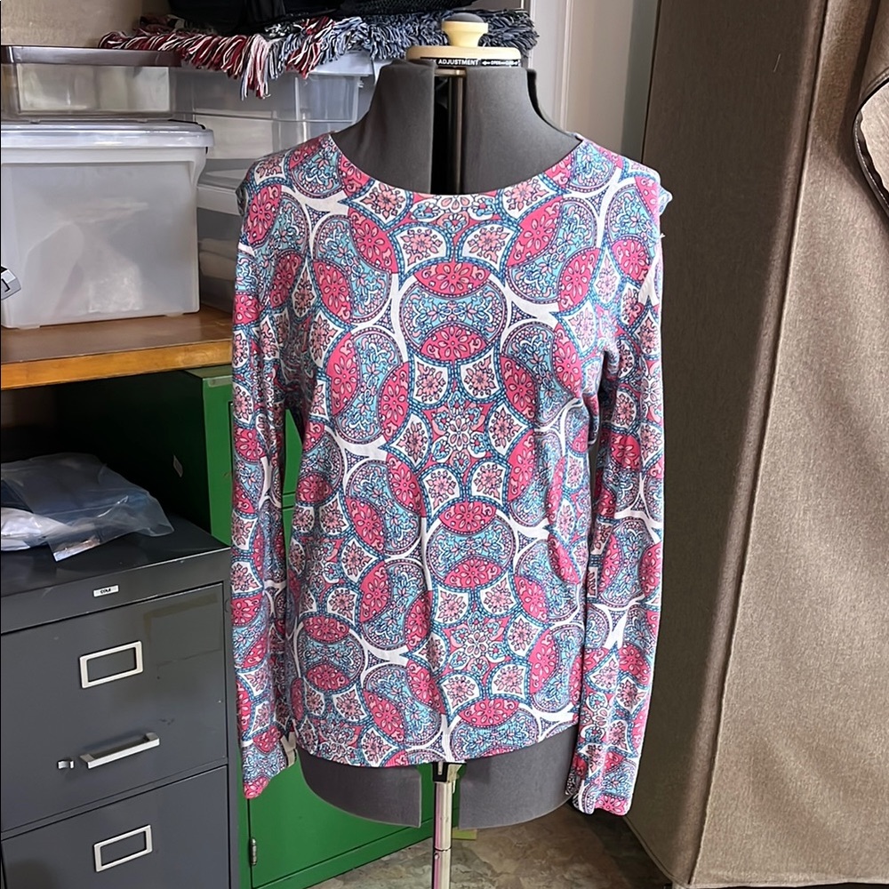 Talbots Women’s XL NWOT Women's Patterned Top - Pink and Blue